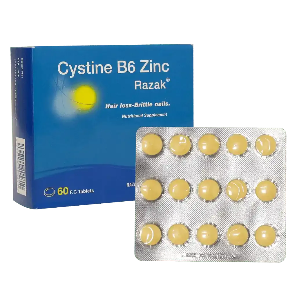 خرید قرص سیستین B6 زینک رازک | ضد ریزش مو و تقویت ناخن (جایگزین سیستین بایورگا)
